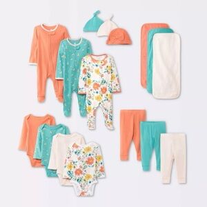Cloud Island Baby Girls Layette Garden 
16-Piece Peachy Pink,Gifting Bundle NEW!